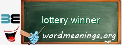 WordMeaning blackboard for lottery winner